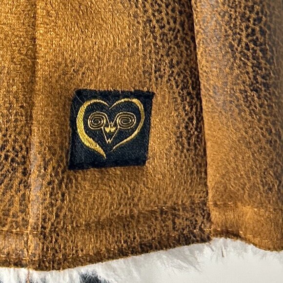 Wooly Bully Wear SZM Brown distressed suede vest sherpa lined boho western retro - Picture 5 of 8